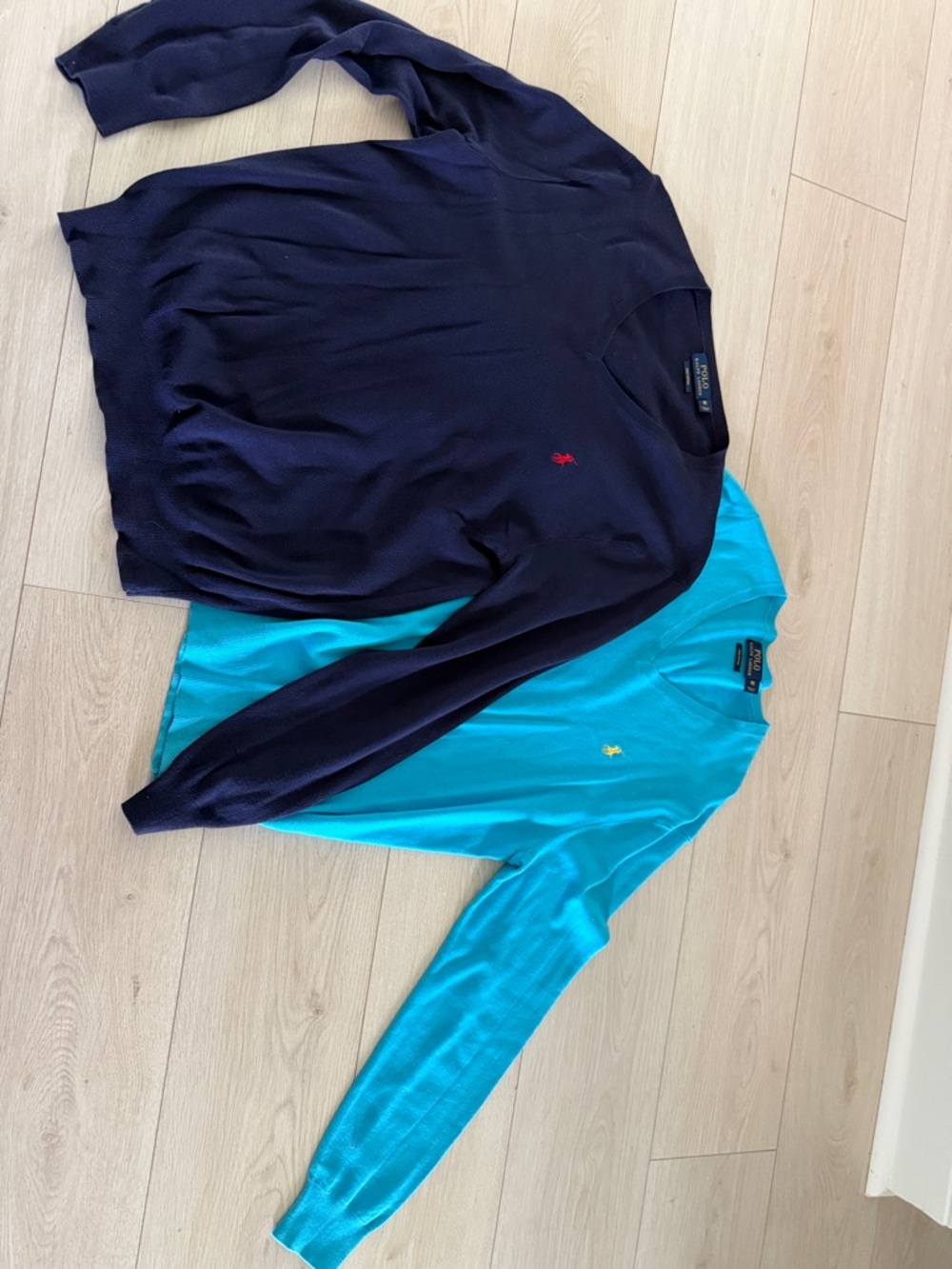 Polo by Ralph Lauren Navy & Turquoise Long Sleeve Dress Shirts